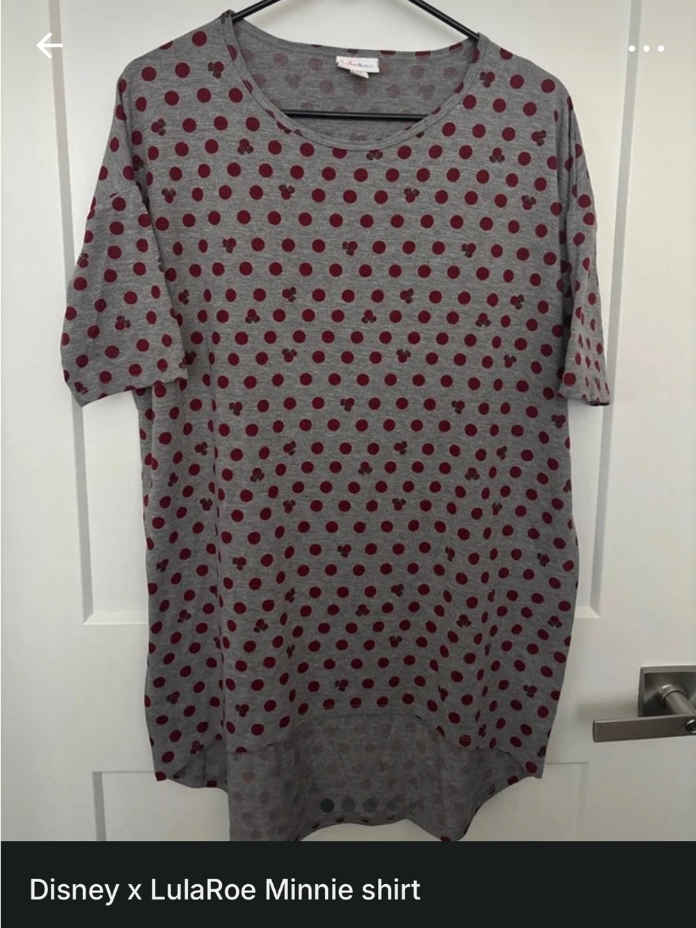 Disney x LuLaRoe Short Sleeve Tee in Gray with Red Polka Dots and mini